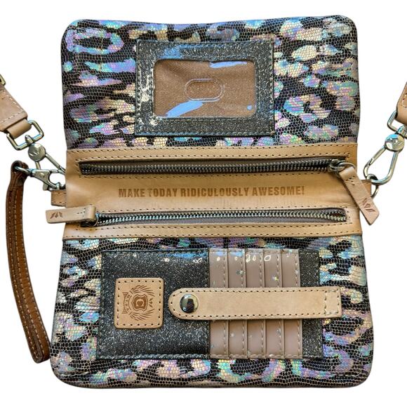 CONSUELA Iris  Uptown Crossbody  Clutch Purse Metallic Iridescent Leopard Print - Picture 5 of 6